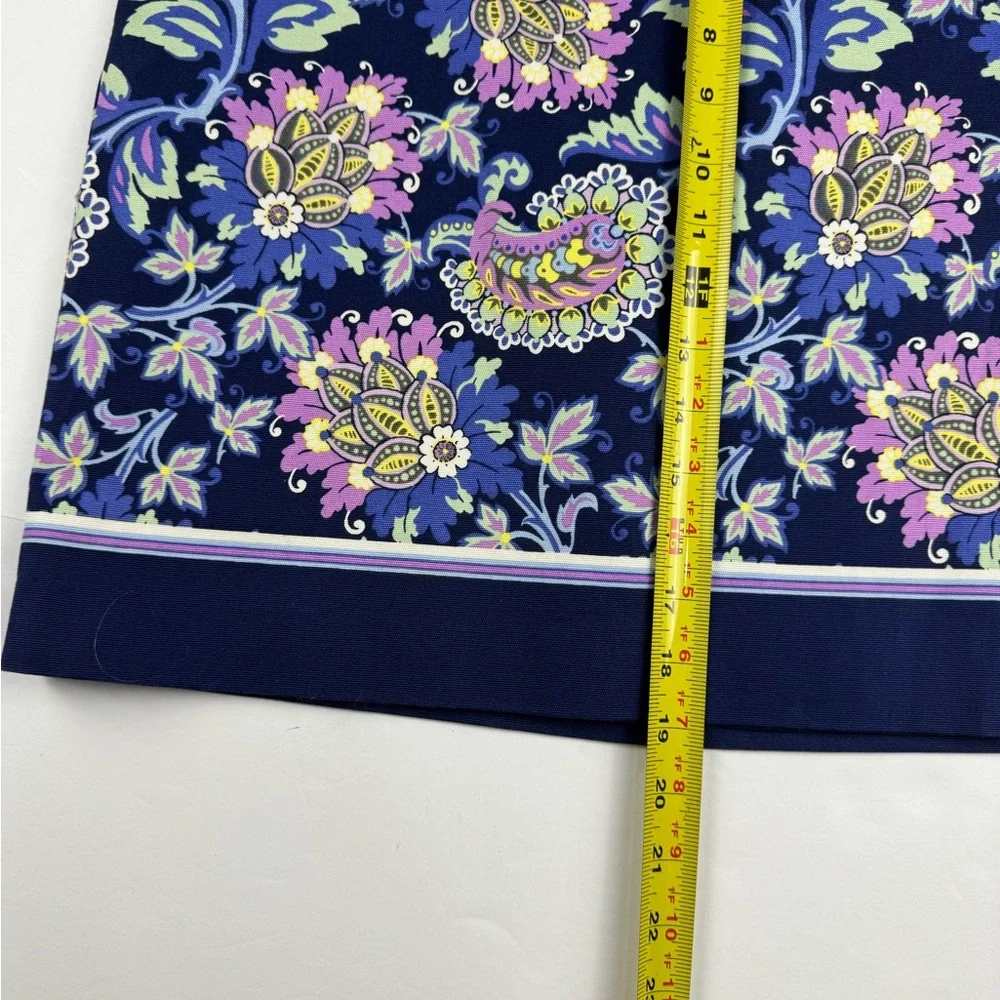 Talbots Navy Floral paisley canvas pencil skirt size 8